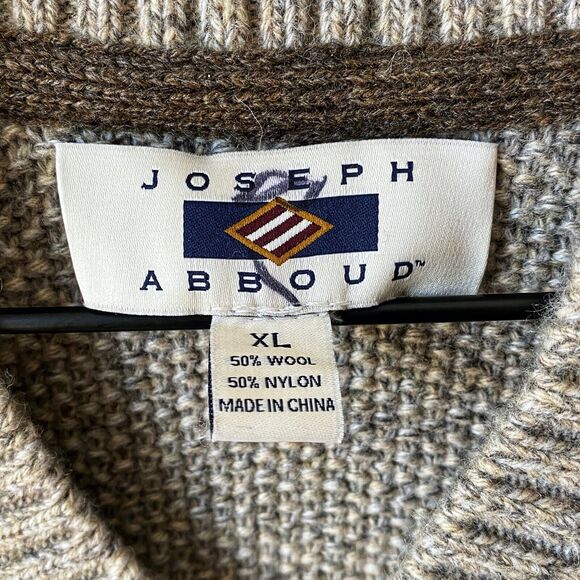 Joseph Abboud Cable Knit V Neck Sweater Pullover Wool Blend Mens Size XL - Picture 4 of 4